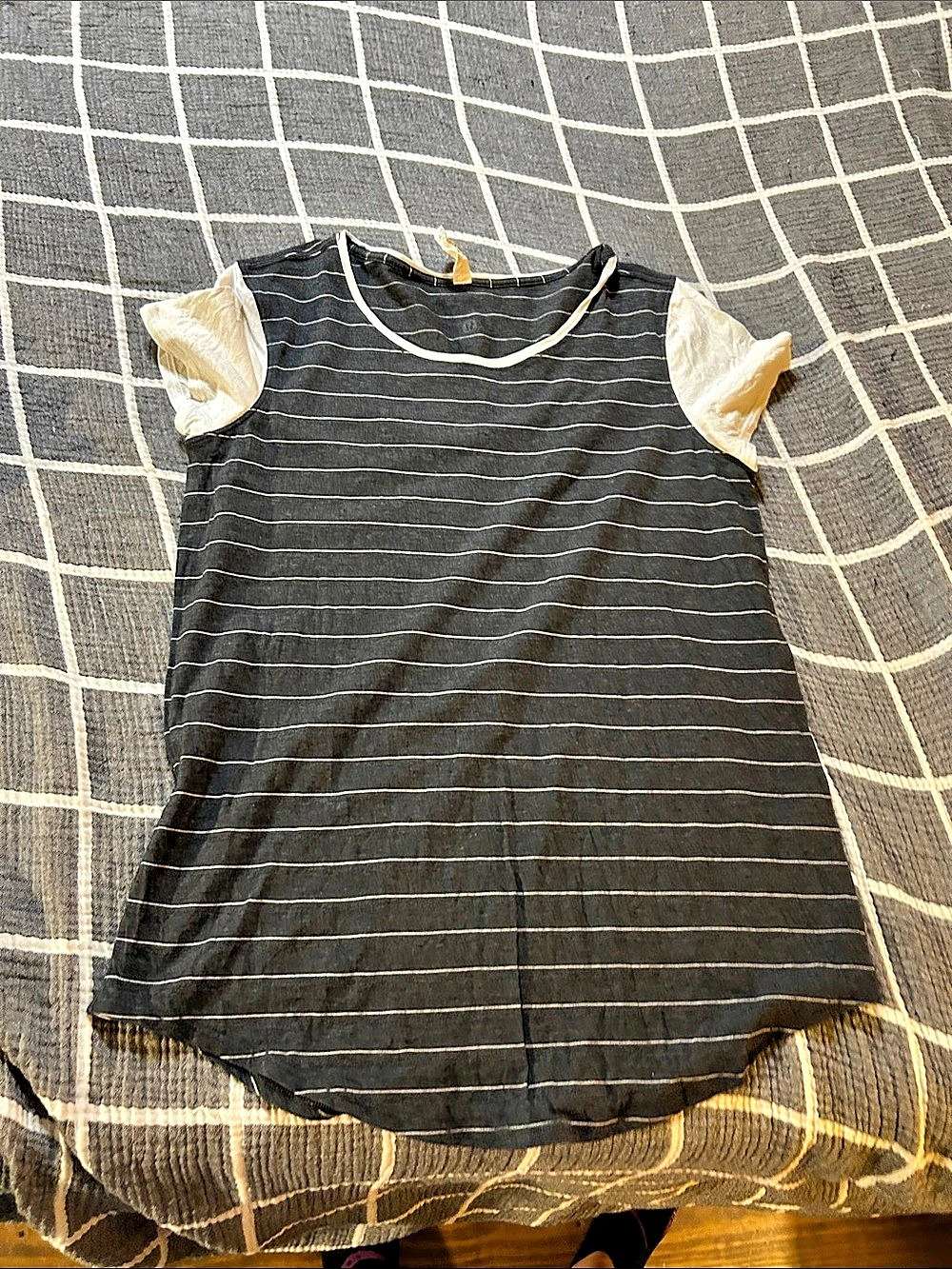 lululemon Love Crew III Striped Short Sleeve Top in Black & White Size Small